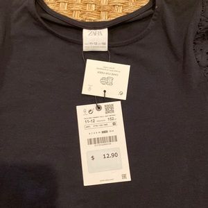 Black puffy sleeves Zara shirt size 11-12 girls